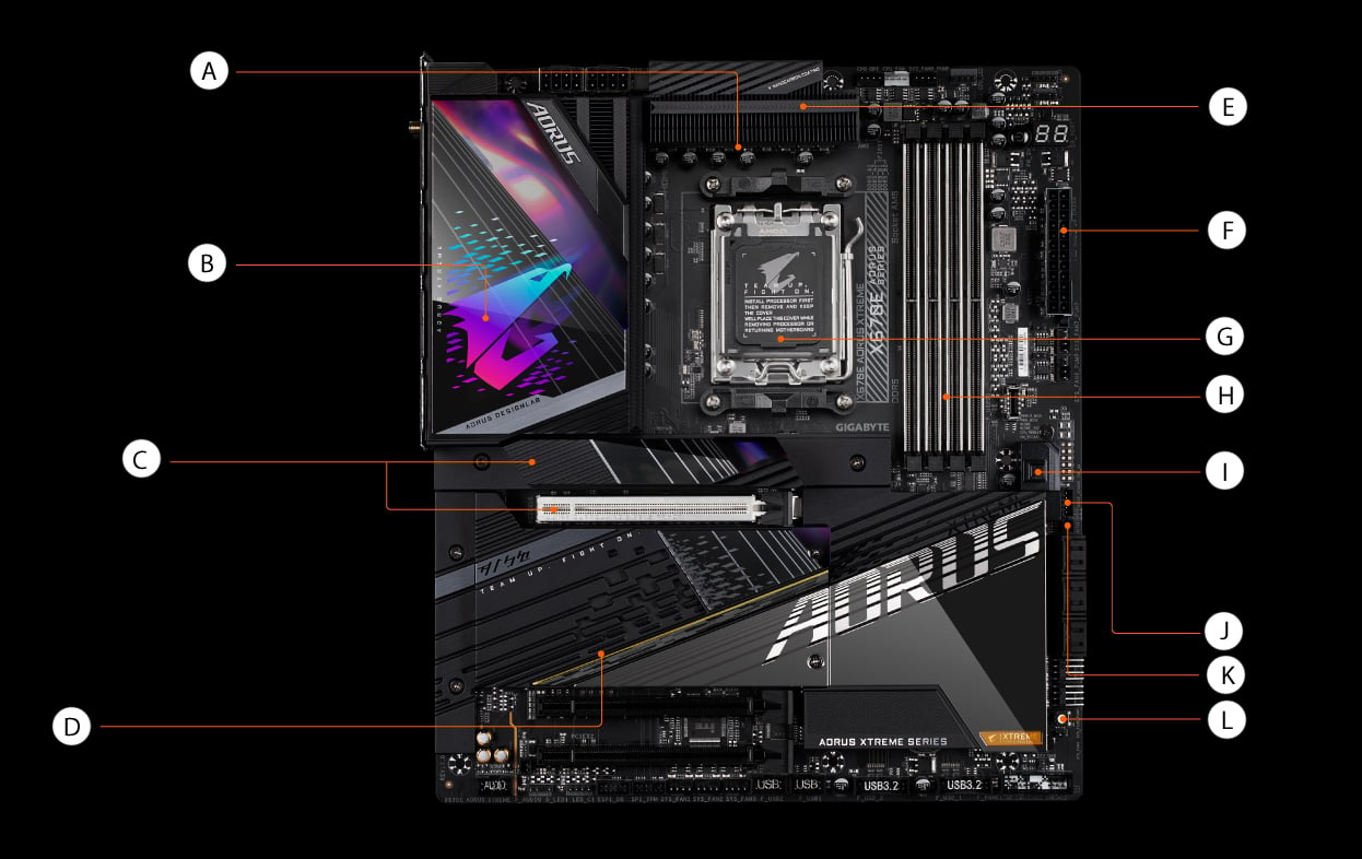 GIGABYTE X670E AORUS XTREME AM5 LGA 1718 AMD X670E EATX Motherboard with  5-Year Warranty, DDR5, Quad M.2, PCIe 5.0, USB 3.2 Gen2X2 Type-C, Intel  WiFi 